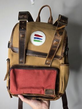 Kodiak Leather Co. Bucket List Backpack Mini In Tan Canvas And Leather